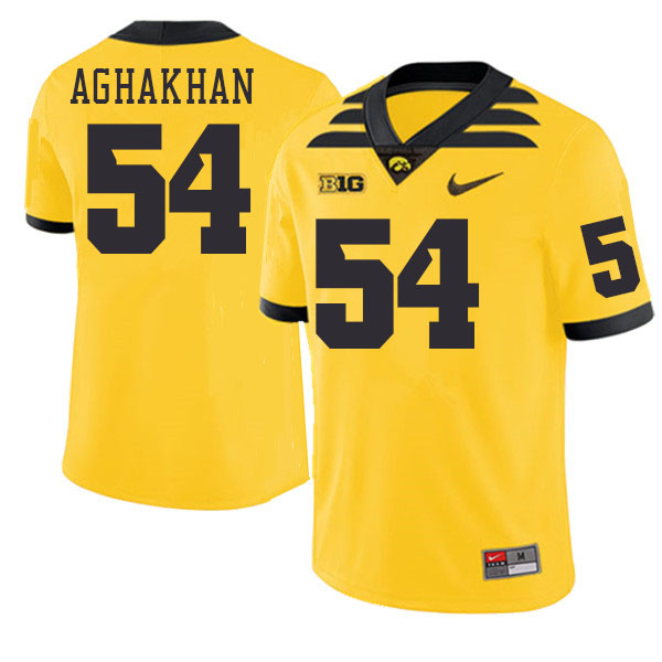 Men #54 Ethan Aghakhan Iowa Hawkeyes College Football Jerseys Stitched-Gold